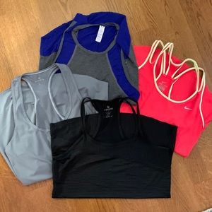 4 Ladies workout Tank Tops - Athleta, Nike Dri-fit, 90 Degrees & Bella